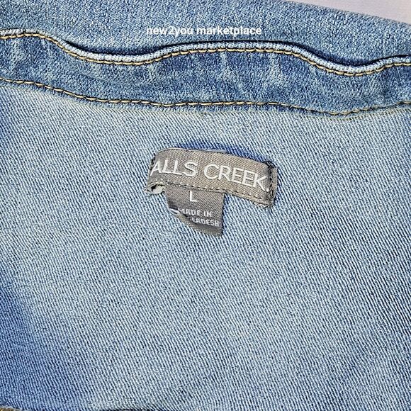 Falls Creek Denim Jacket Girls Size large Long Sleeve Button Up jean jacket - Picture 6 of 12